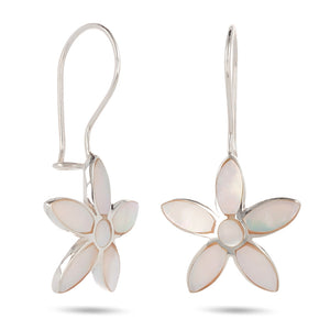 Boucles d'oreilles en argent, nacre blanche