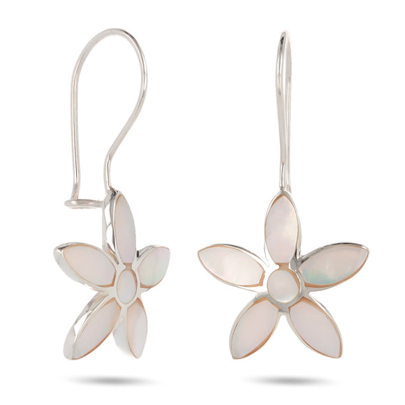 Boucles d'oreilles en argent, nacre blanche