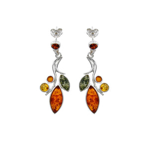 Boucles d'oreilles en argent et ambre
