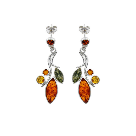 Boucles d'oreilles en argent et ambre