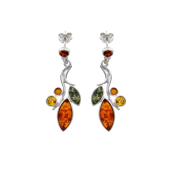 Boucles d'oreilles en argent et ambre