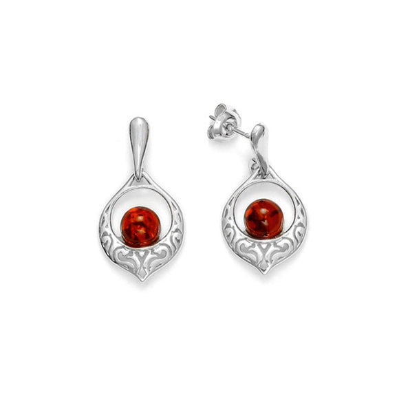 Boucles d'oreilles en argent et ambre