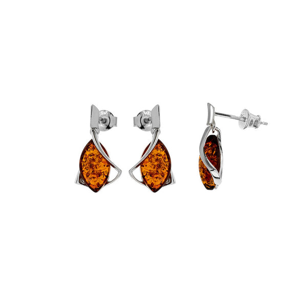 Boucles d'oreilles en argent et ambre