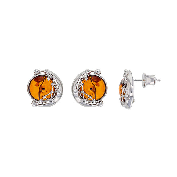 Boucles d'oreilles en argent et ambre