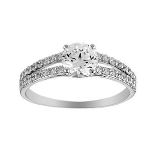 Bague en or gris, oxyde de zirconium