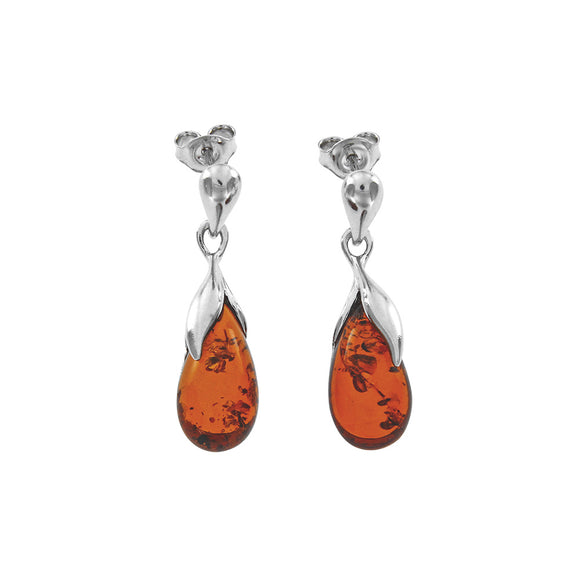 Boucles d'oreilles en argent et ambre