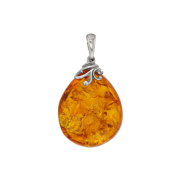 Pendentif en argent et ambre