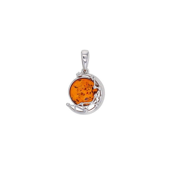 Pendentif en argent et ambre