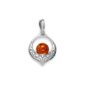 Pendentif en argent et ambre