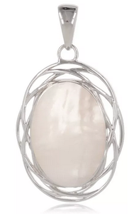 Pendentif en argent, nacre blanche